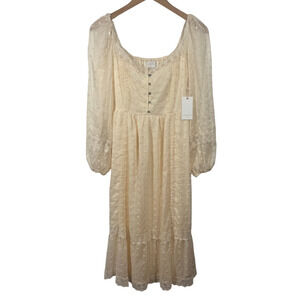 A Collective Story Dress Women M NWT Cream Midi Cream Lace #AD0181-FJA Cottage